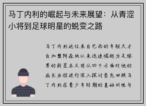 马丁内利的崛起与未来展望：从青涩小将到足球明星的蜕变之路